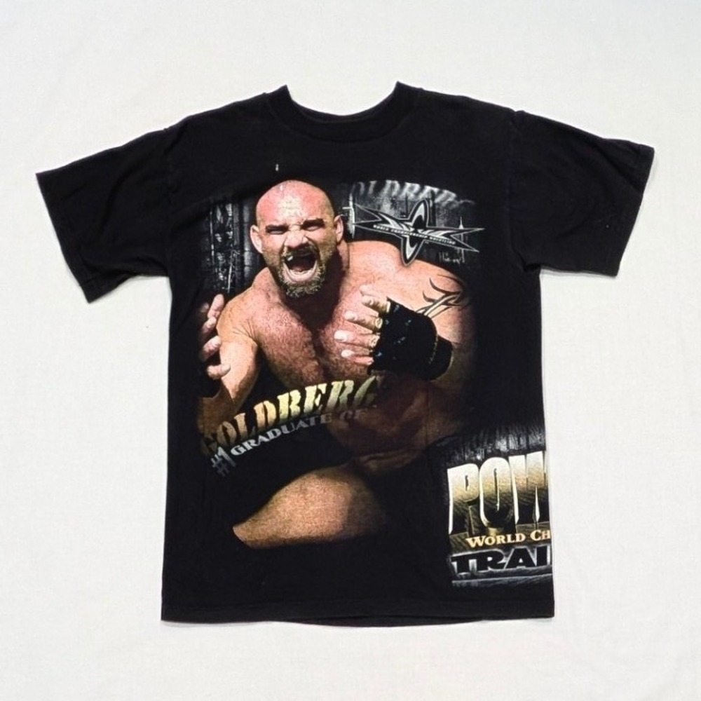 Vintage 1999 WCW Goldberg Power Plant Wrestling T-Shirt Black Mens Medium